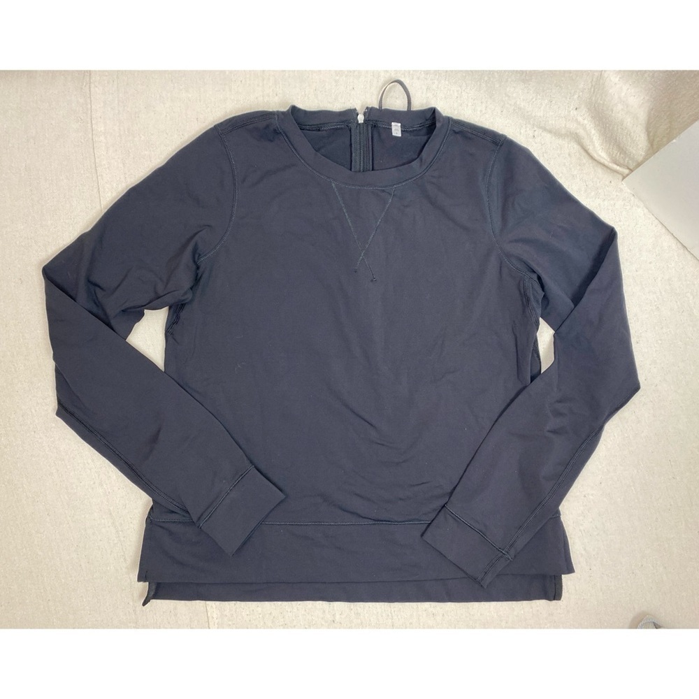 Black Boxy Lululemon zip Back Long Sleeve  top, sz 6